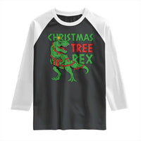 Christmas Dinosaur Raglan Shirt Funny Tree Rex Xmas Light - Wonder Print Shop