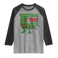 Christmas Dinosaur Raglan Shirt Funny Tree Rex Xmas Light - Wonder Print Shop