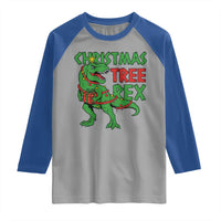 Christmas Dinosaur Raglan Shirt Funny Tree Rex Xmas Light - Wonder Print Shop