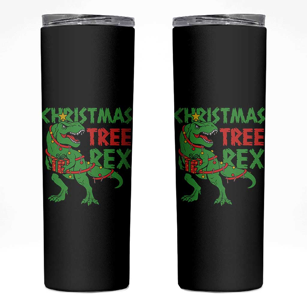 Christmas Dinosaur Skinny Tumbler Funny Tree Rex Xmas Light