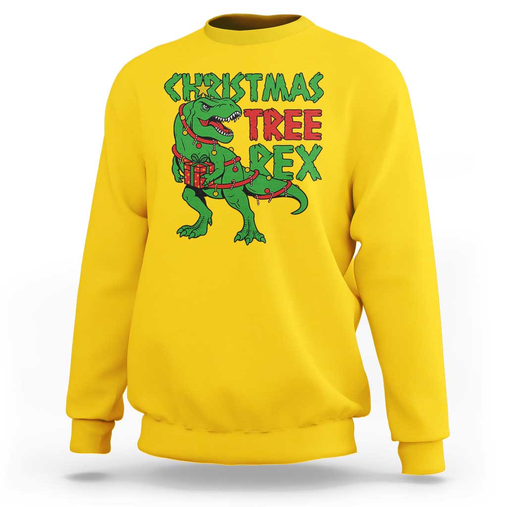 Christmas Dinosaur Sweatshirt Funny Tree Rex Xmas Light - Wonder Print Shop