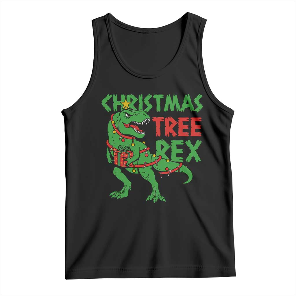 Christmas Dinosaur Tank Top Funny Tree Rex Xmas Light - Wonder Print Shop
