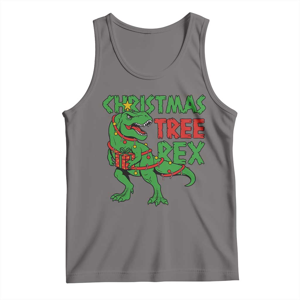 Christmas Dinosaur Tank Top Funny Tree Rex Xmas Light - Wonder Print Shop