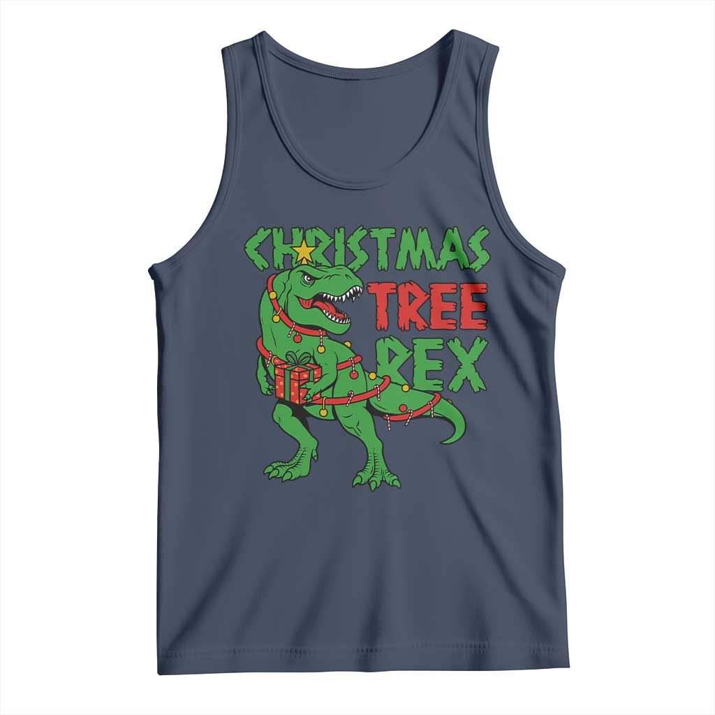 Christmas Dinosaur Tank Top Funny Tree Rex Xmas Light - Wonder Print Shop