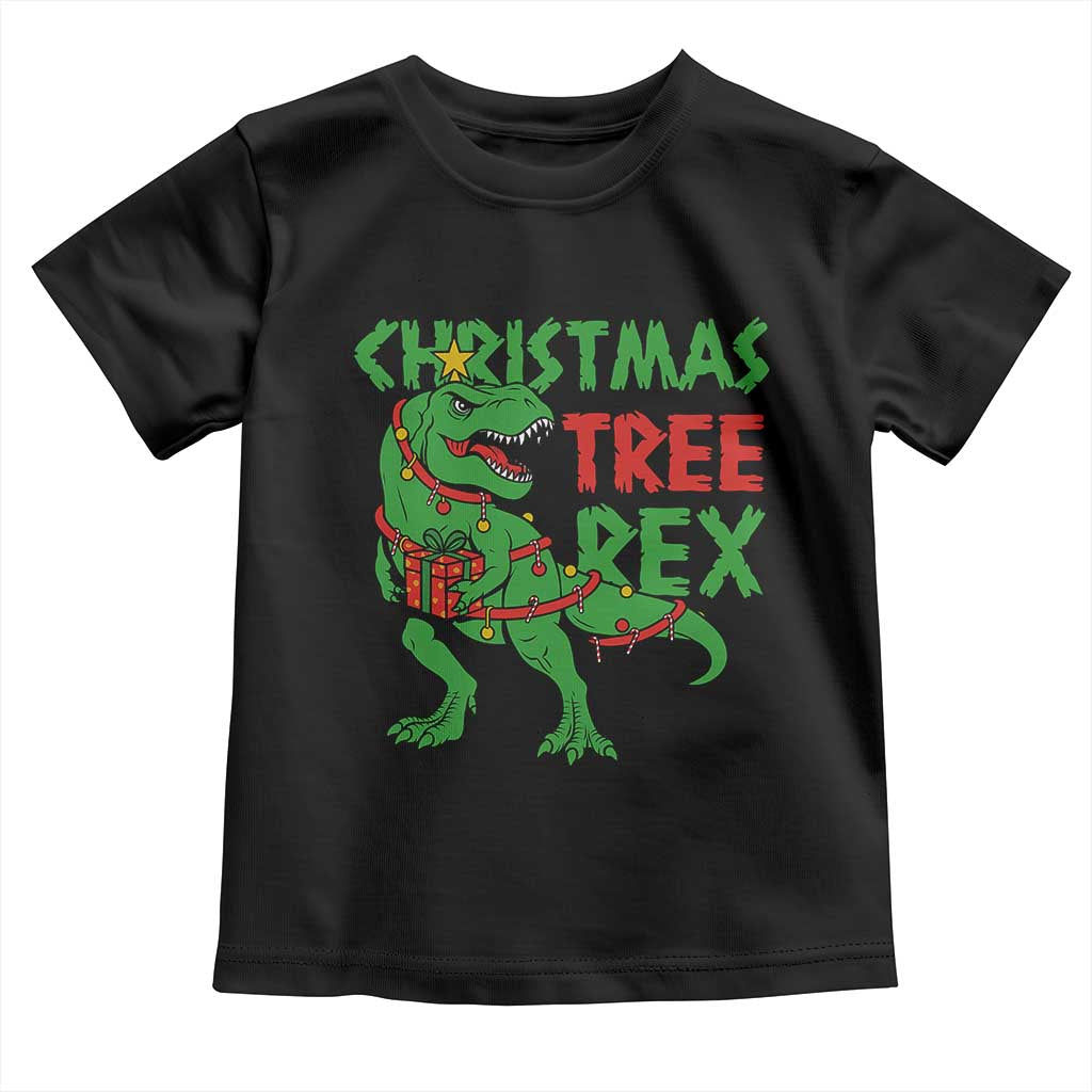 Christmas Dinosaur Toddler T Shirt Funny Tree Rex Xmas Light - Wonder Print Shop