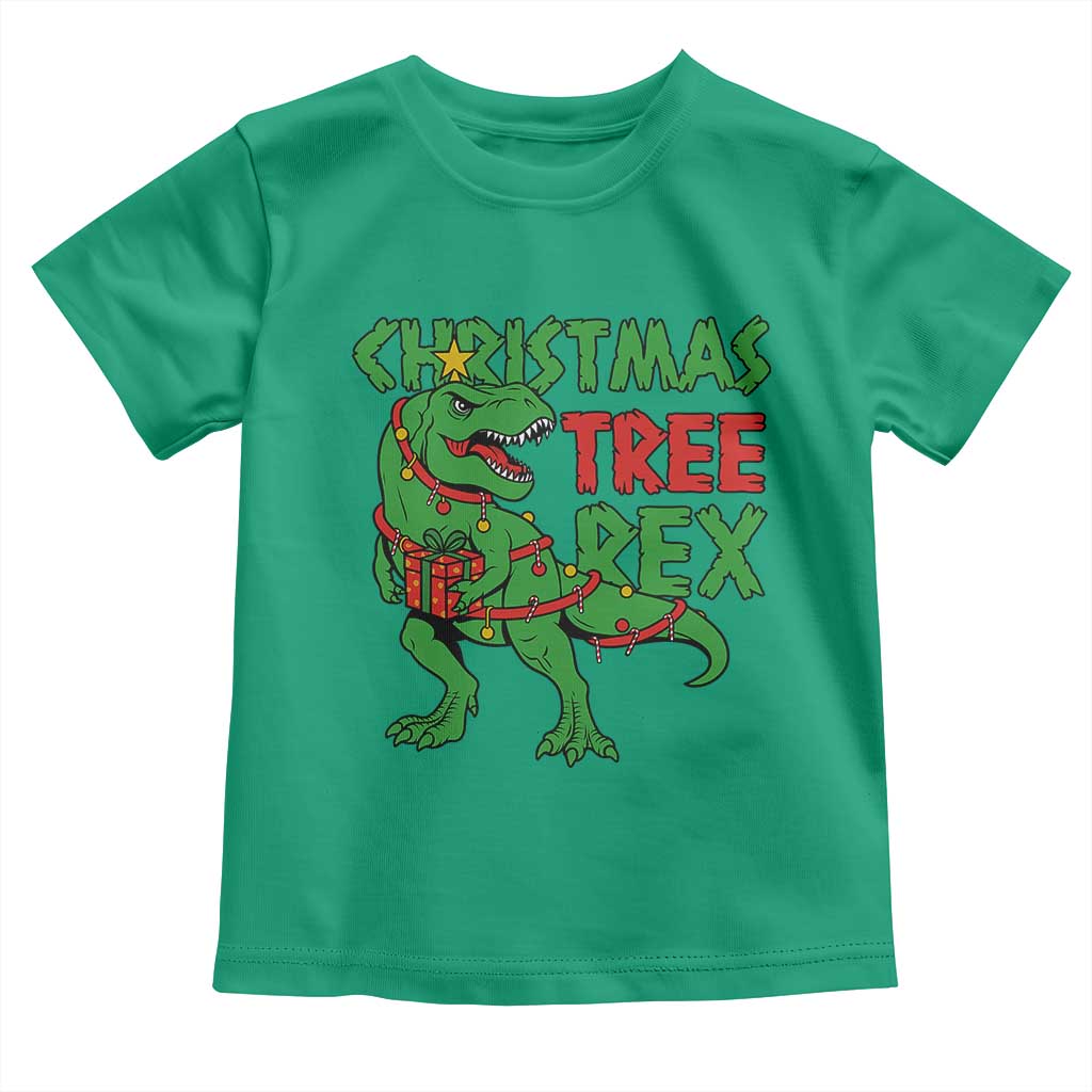 Christmas Dinosaur Toddler T Shirt Funny Tree Rex Xmas Light - Wonder Print Shop