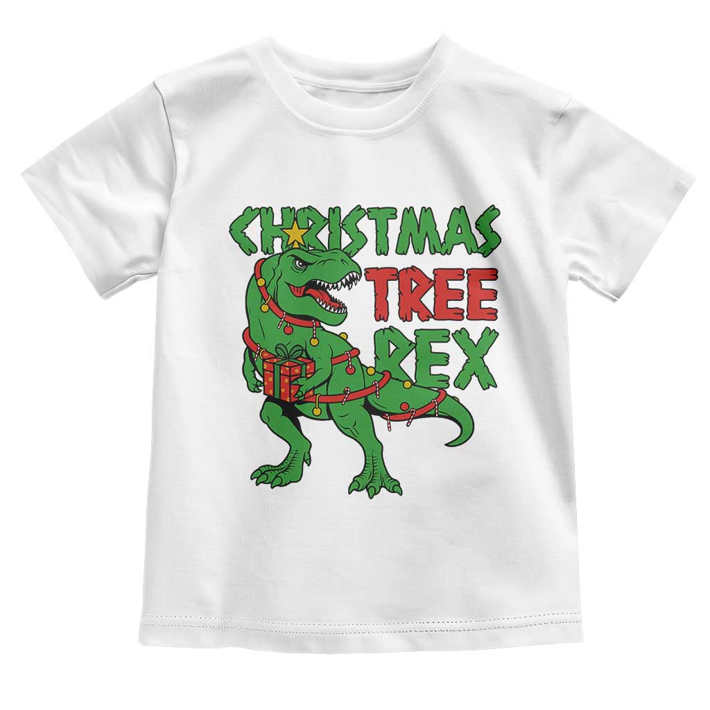 Christmas Dinosaur Toddler T Shirt Funny Tree Rex Xmas Light - Wonder Print Shop