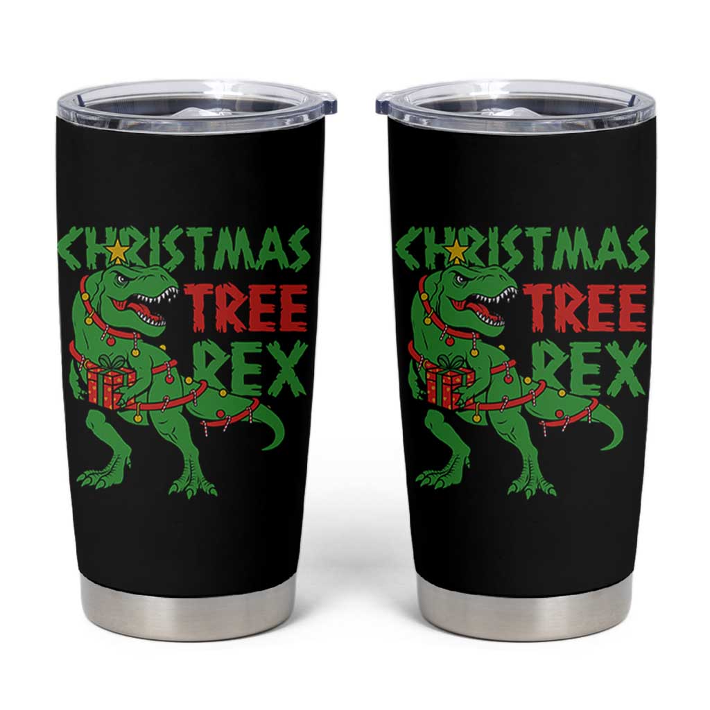 Christmas Dinosaur Tumbler Cup Funny Tree Rex Xmas Light