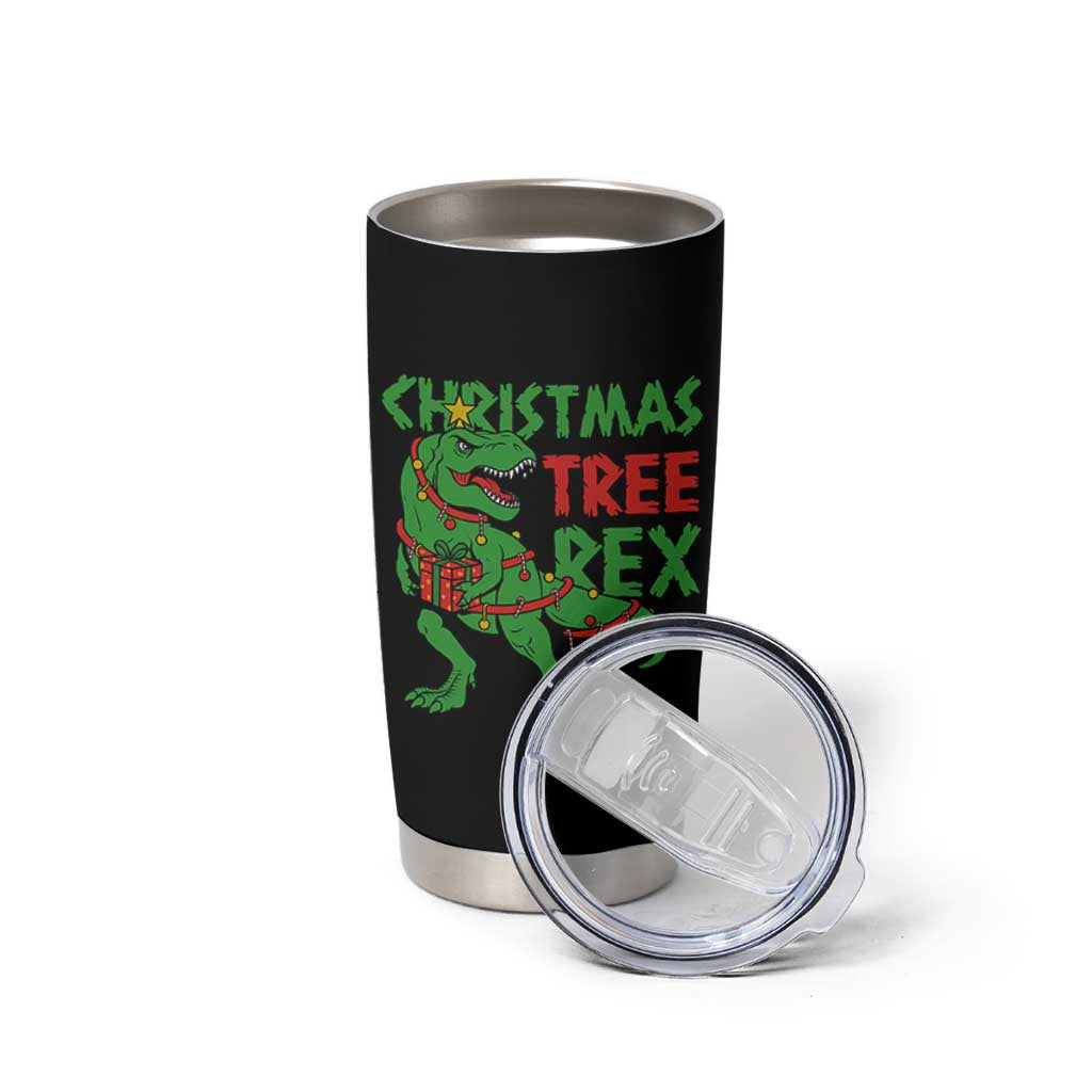 Christmas Dinosaur Tumbler Cup Funny Tree Rex Xmas Light