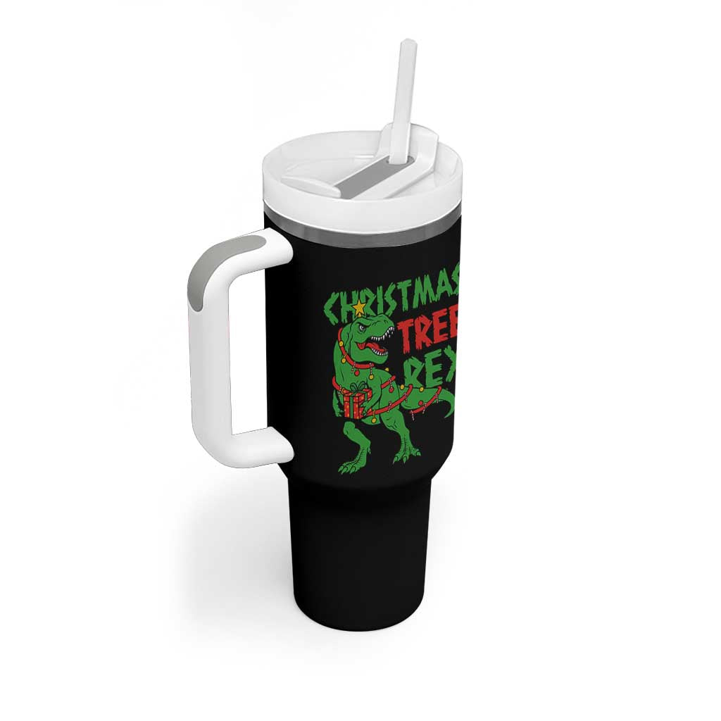 Christmas Dinosaur Tumbler With Handle Funny Tree Rex Xmas Light