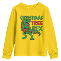Christmas Dinosaur Youth Sweatshirt Funny Tree Rex Xmas Light - Wonder Print Shop