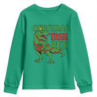 Christmas Dinosaur Youth Sweatshirt Funny Tree Rex Xmas Light - Wonder Print Shop