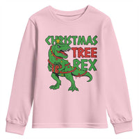 Christmas Dinosaur Youth Sweatshirt Funny Tree Rex Xmas Light - Wonder Print Shop