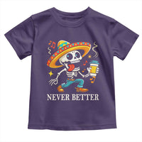 Funny Never Better Toddler T Shirt Mexican Skeleton Drinking Coffee - Wonder Print Shop