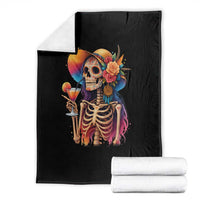 Funny Summer Sugar Skull Cocktail Lover Throw Blanket