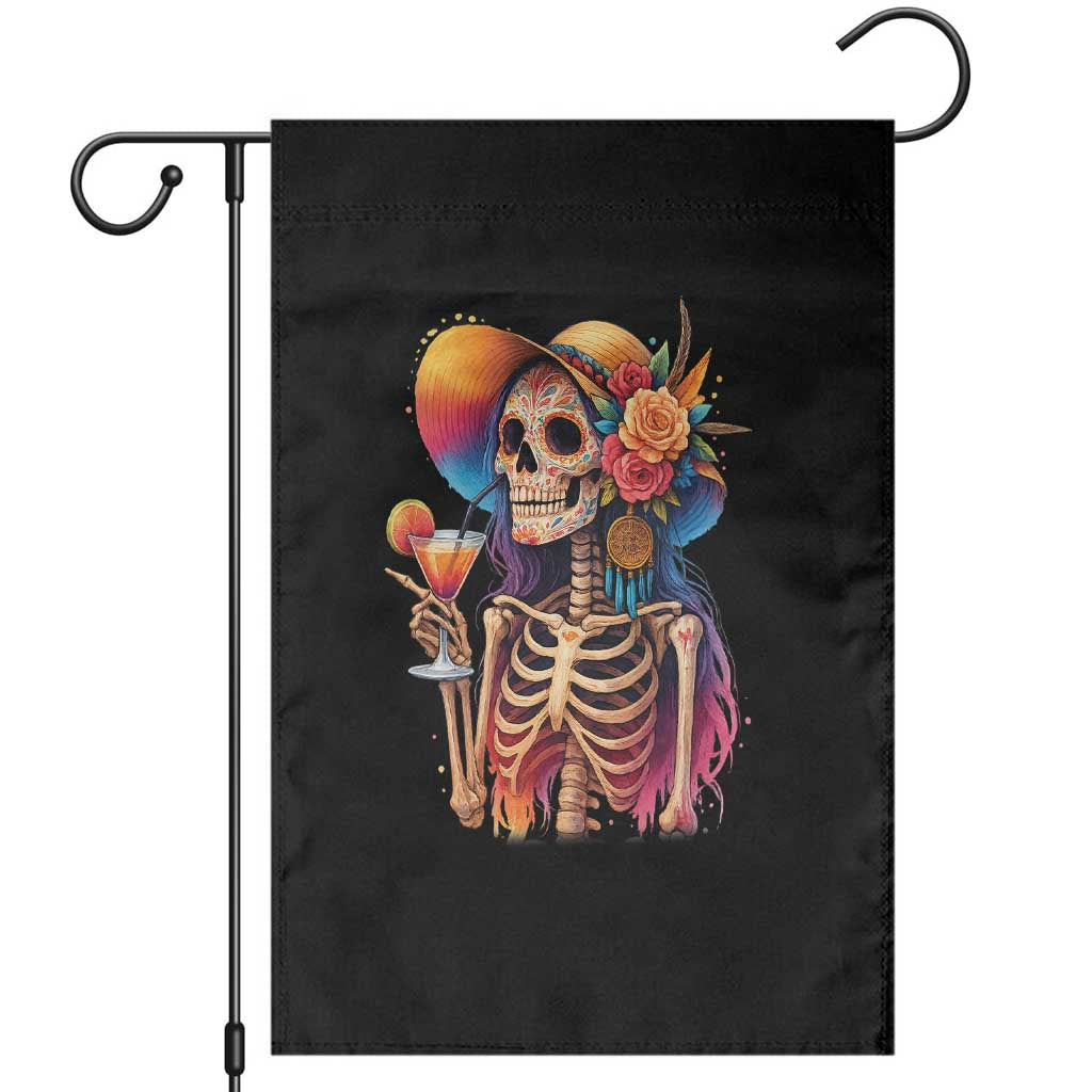 Funny Summer Sugar Skull Cocktail Lover Garden Flag