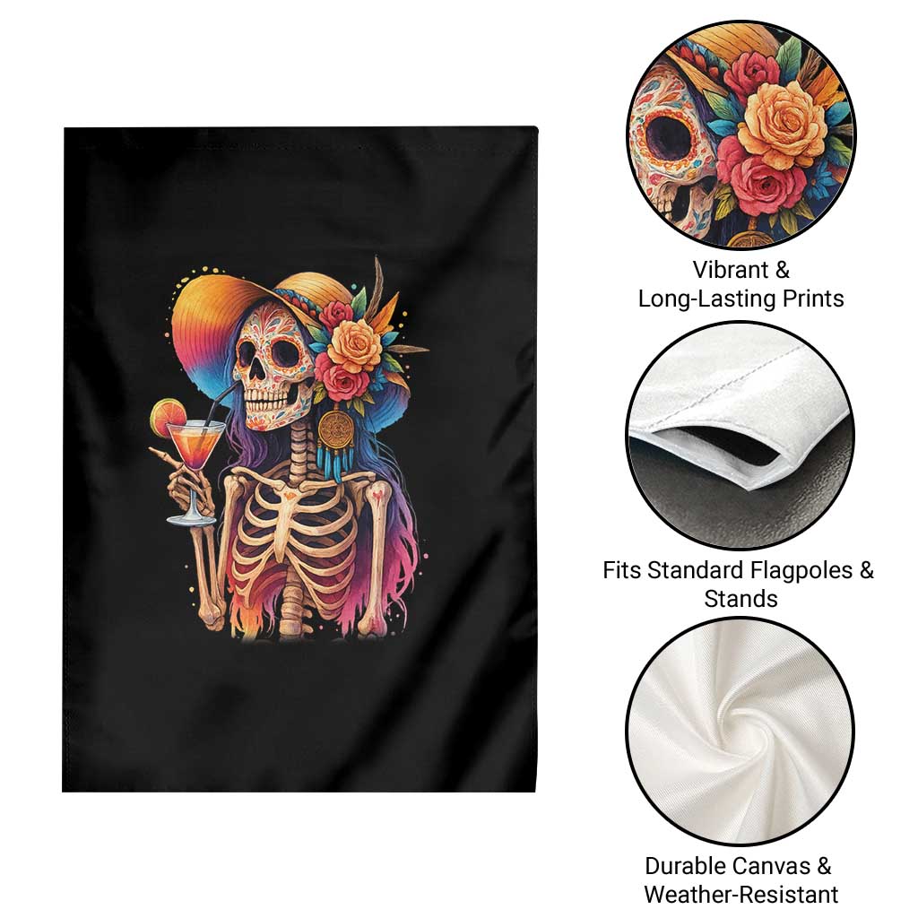 Funny Summer Sugar Skull Cocktail Lover Garden Flag