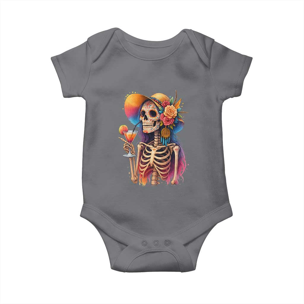Funny Summer Sugar Skull Cocktail Lover Baby Onesie