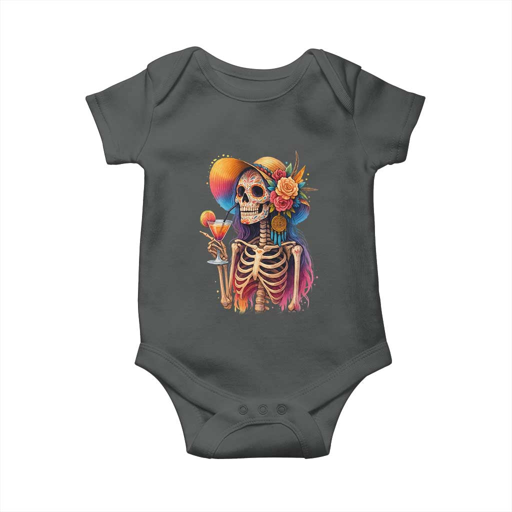 Funny Summer Sugar Skull Cocktail Lover Baby Onesie