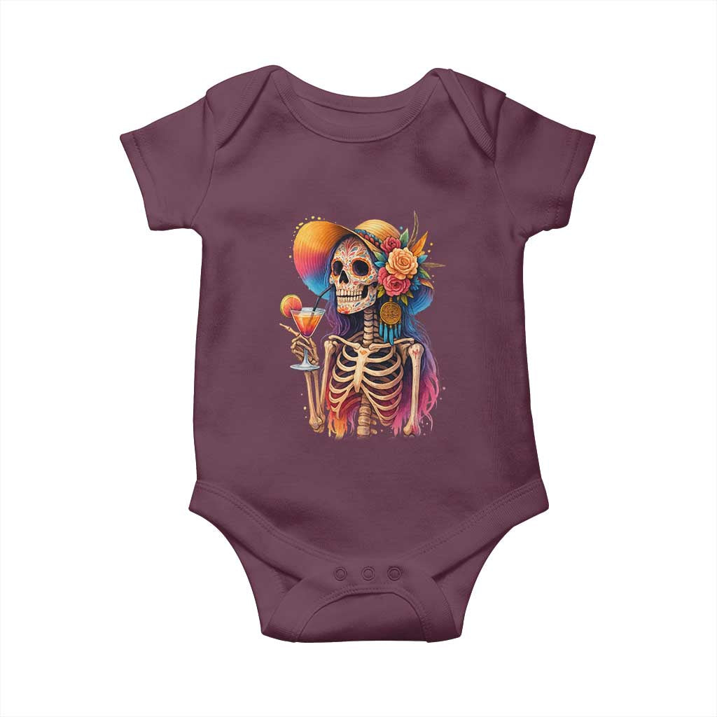 Funny Summer Sugar Skull Cocktail Lover Baby Onesie