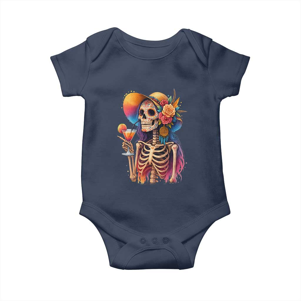 Funny Summer Sugar Skull Cocktail Lover Baby Onesie
