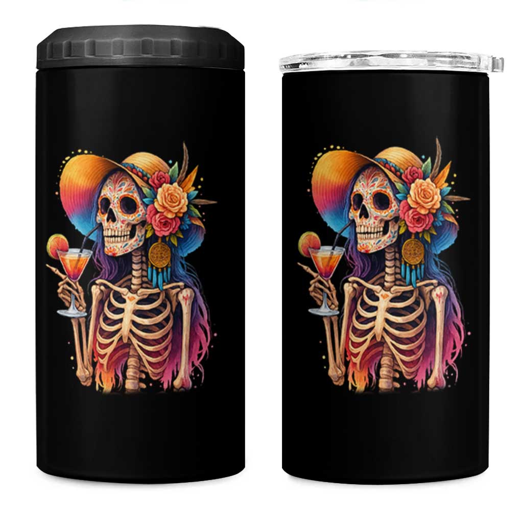 Funny Summer Sugar Skull Cocktail Lover 4 in 1 Can Cooler Tumbler
