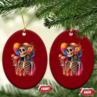 Funny Summer Sugar Skull Cocktail Lover Ceramic Ornament