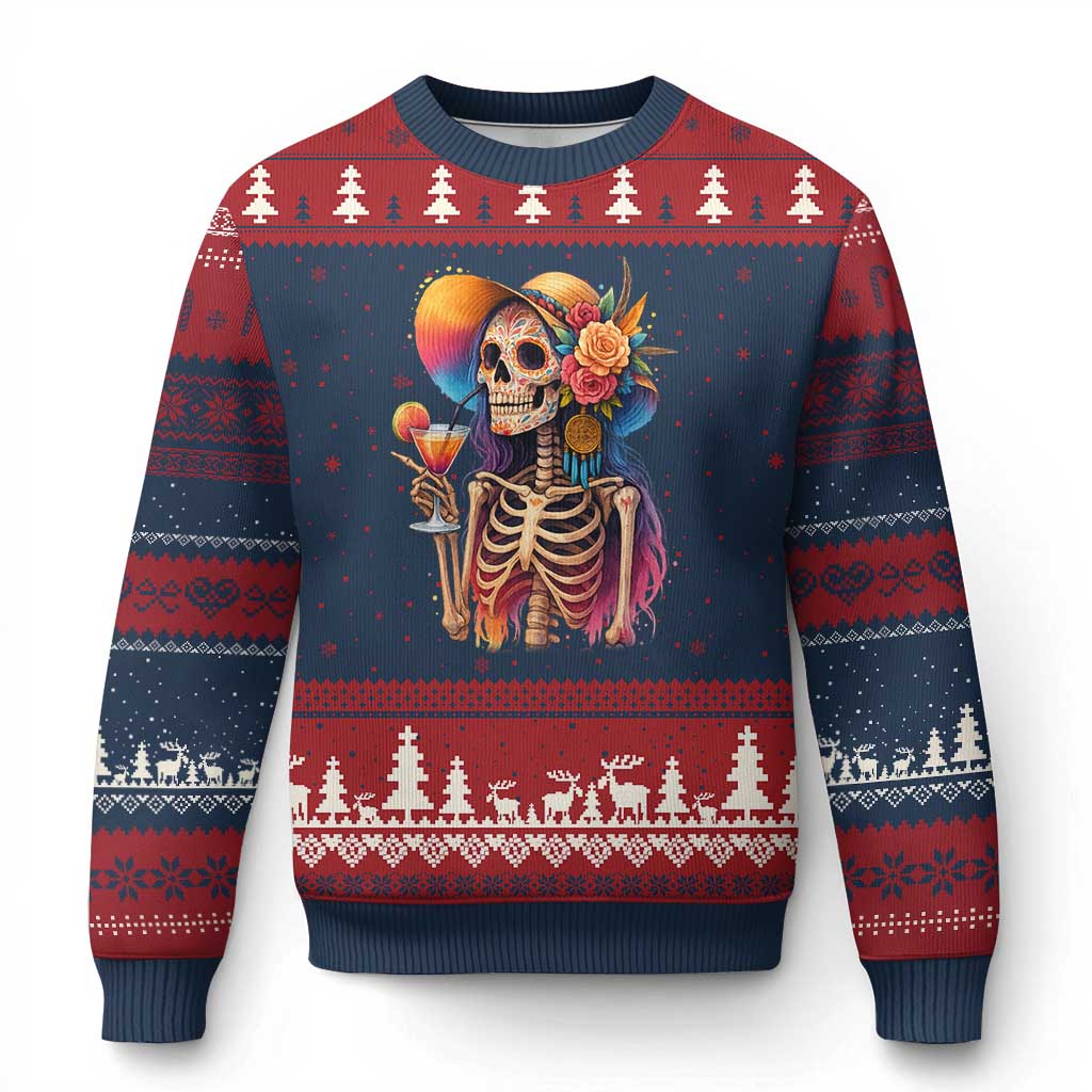 Funny Summer Sugar Skull Cocktail Lover Ugly Christmas Sweater