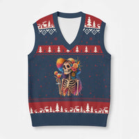 Funny Summer Sugar Skull Cocktail Lover V-Neck Knit Sweater Vest