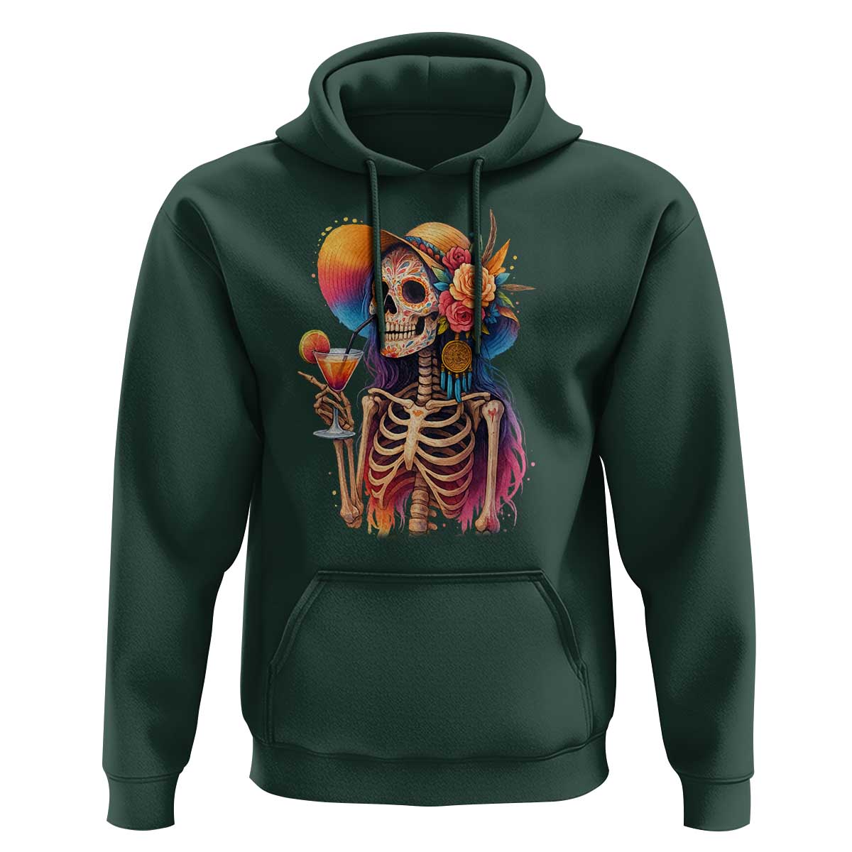 Funny Summer Sugar Skull Cocktail Lover Hoodie