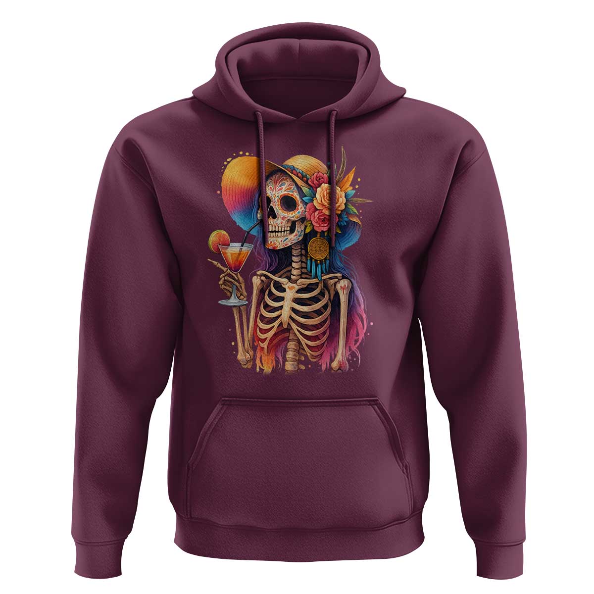 Funny Summer Sugar Skull Cocktail Lover Hoodie