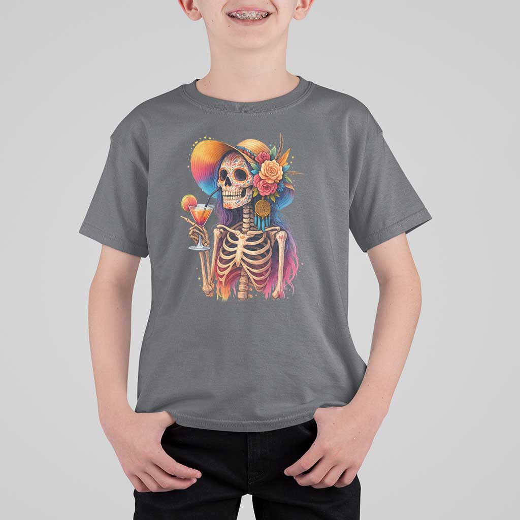 Funny Summer Sugar Skull Cocktail Lover T Shirt For Kid