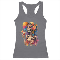 Funny Summer Sugar Skull Cocktail Lover Racerback Tank Top