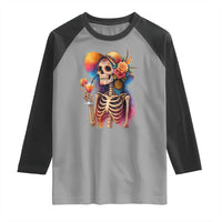 Funny Summer Sugar Skull Cocktail Lover Raglan Shirt