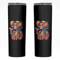 Funny Summer Sugar Skull Cocktail Lover Skinny Tumbler