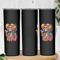 Funny Summer Sugar Skull Cocktail Lover Skinny Tumbler