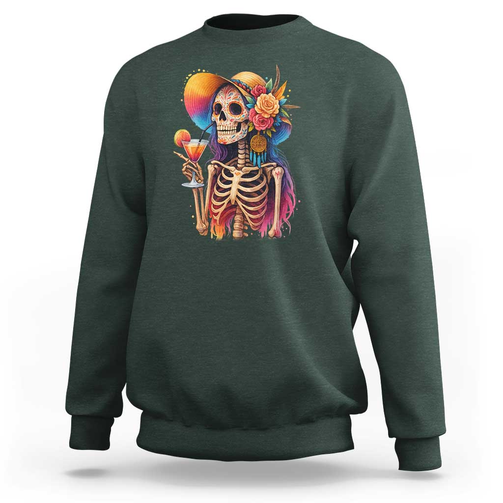 Funny Summer Sugar Skull Cocktail Lover Sweatshirt