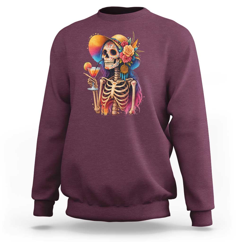 Funny Summer Sugar Skull Cocktail Lover Sweatshirt