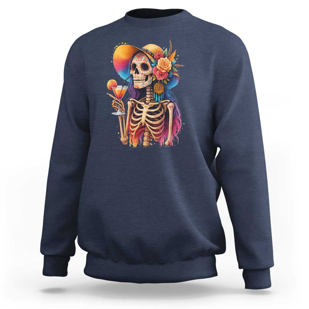 Funny Summer Sugar Skull Cocktail Lover Sweatshirt