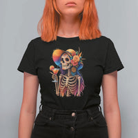 Funny Summer Sugar Skull Cocktail Lover T Shirt For Women