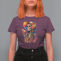 Funny Summer Sugar Skull Cocktail Lover T Shirt For Women