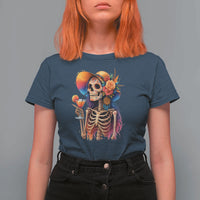 Funny Summer Sugar Skull Cocktail Lover T Shirt For Women