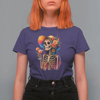 Funny Summer Sugar Skull Cocktail Lover T Shirt For Women