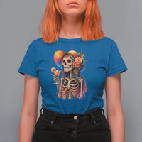 Funny Summer Sugar Skull Cocktail Lover T Shirt For Women