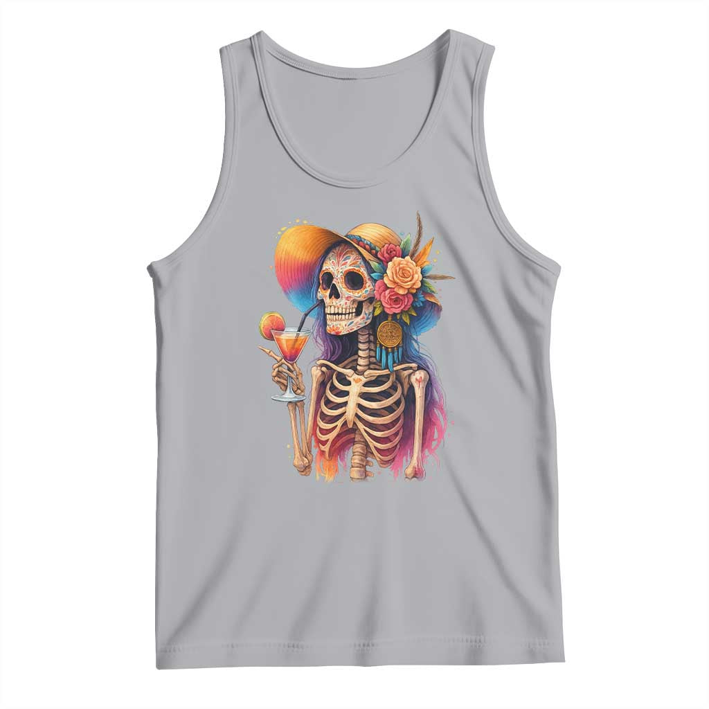Funny Summer Sugar Skull Cocktail Lover Tank Top