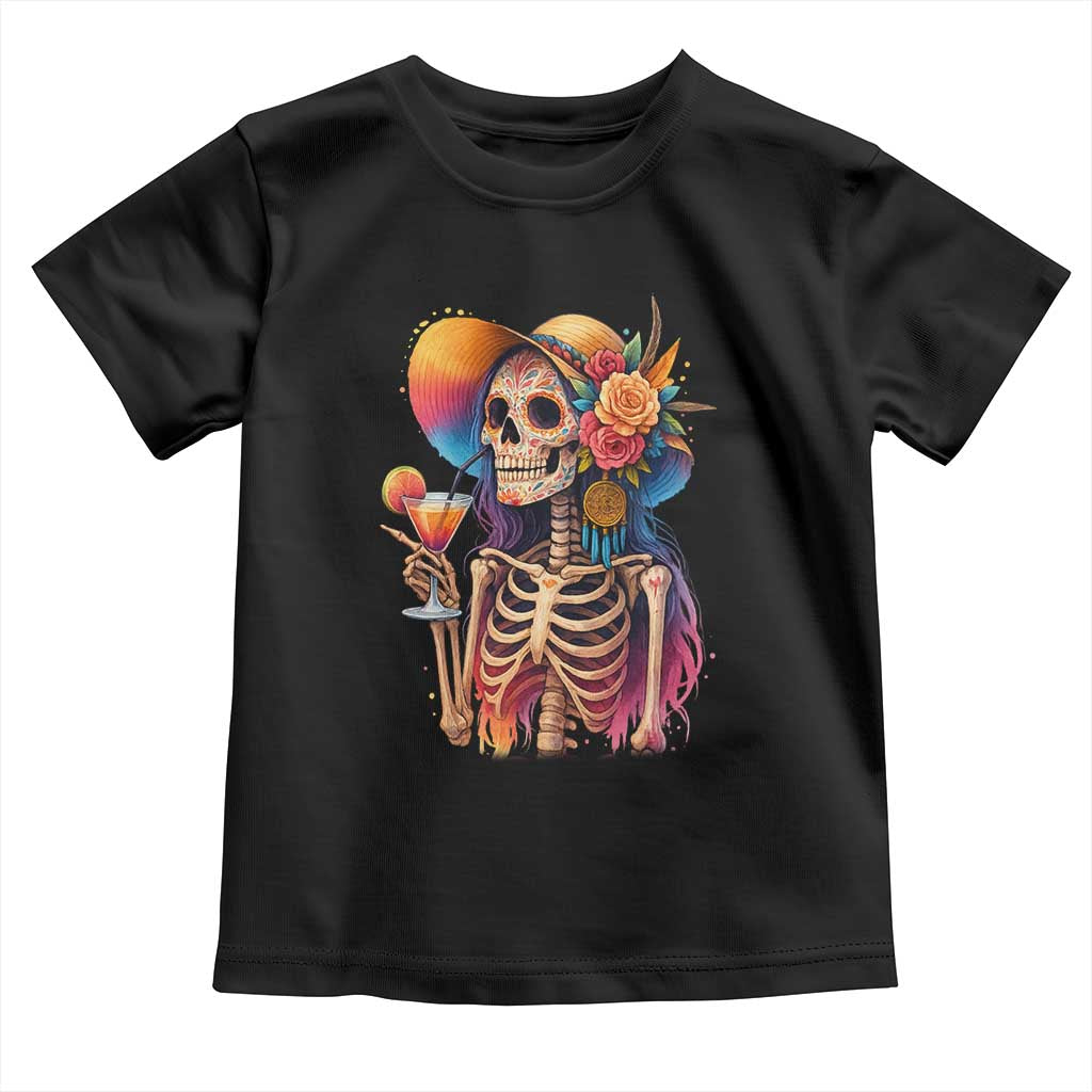 Funny Summer Sugar Skull Cocktail Lover Toddler T Shirt