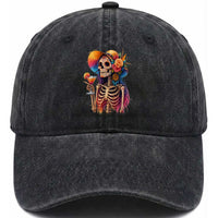 Funny Summer Sugar Skull Cocktail Lover Washed Cotton Baseball Cap