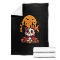 Halloween Cat Throw Blanket Horror Vampire Kawaii Chibi Kitten - Wonder Print Shop