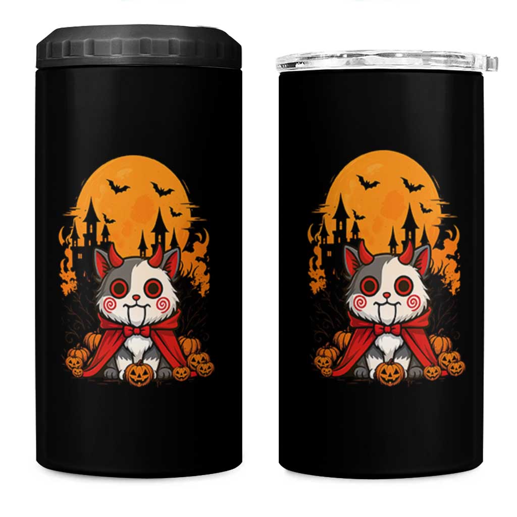 Halloween Cat 4 in 1 Can Cooler Tumbler Horror Vampire Kawaii Chibi Kitten