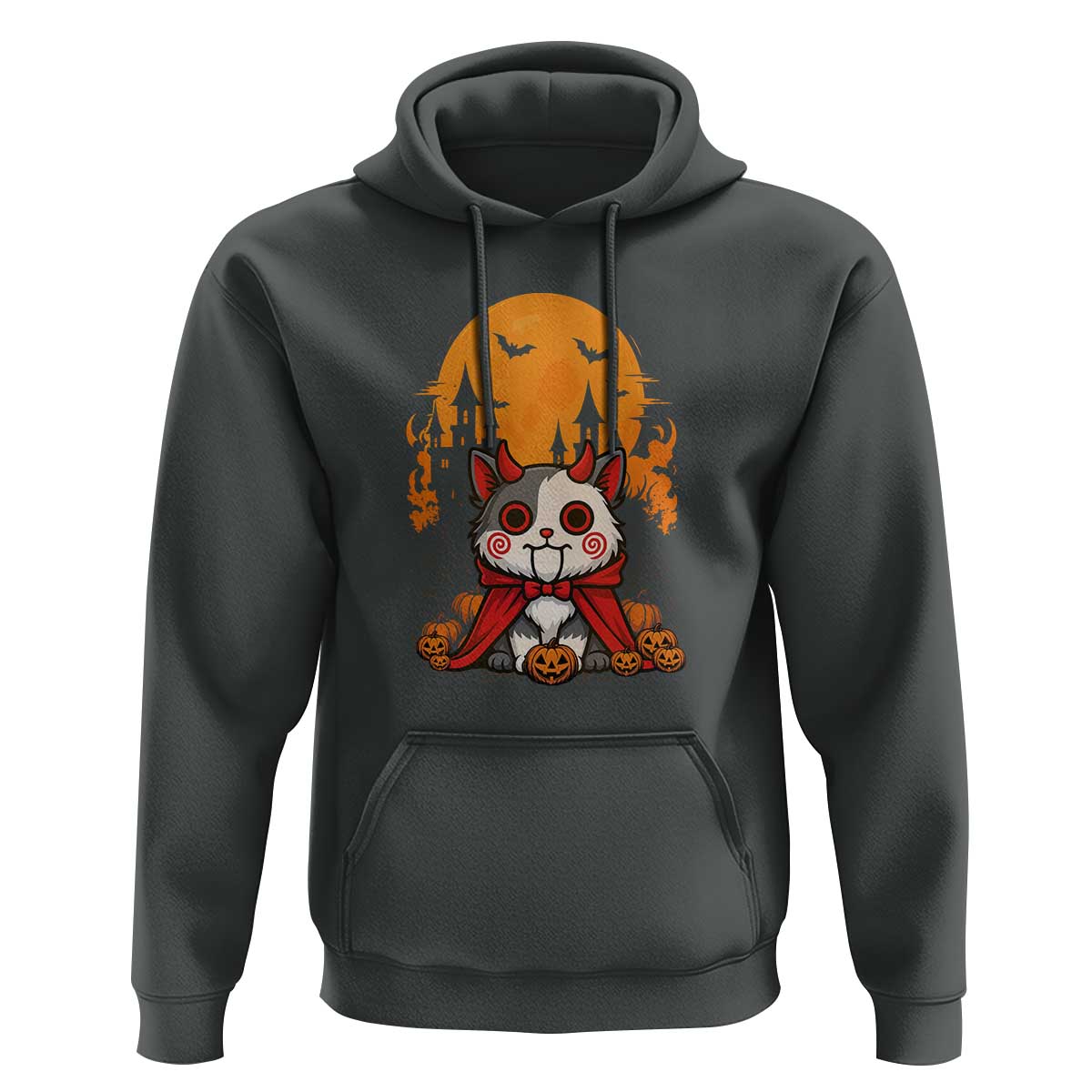 Halloween Cat Hoodie Horror Vampire Kawaii Chibi Kitten - Wonder Print Shop